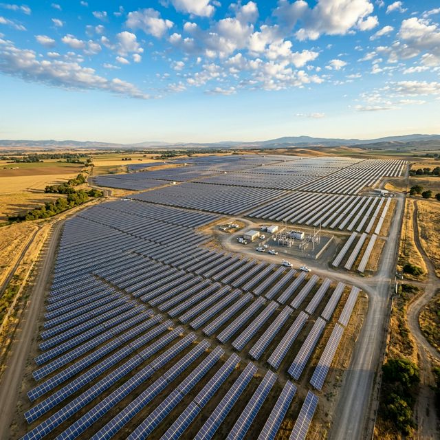 Güneş enerji santrali drone görüntüsü